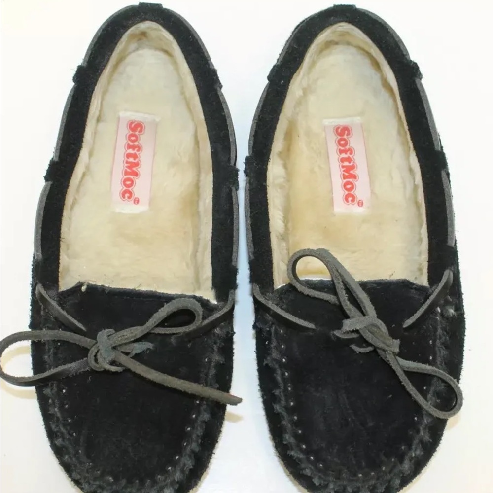 Softmoc Kid Winter Girl Shoes Sz 3 Leather Fully Lined Loafer Suede Cold Walking